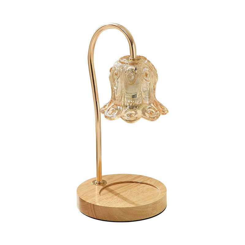 Modern Creative Simple Solid Wood Lily Of The Valley 1-Light Melting Wax Table Lamp - Unique Home Decor, Elegant Indoor Lighting, Contemporary Design, Handmade Accent Light, Rustic Wood Lamp, Stylish Bedroom and Living Room Decor, Decorative Lighting Fixt