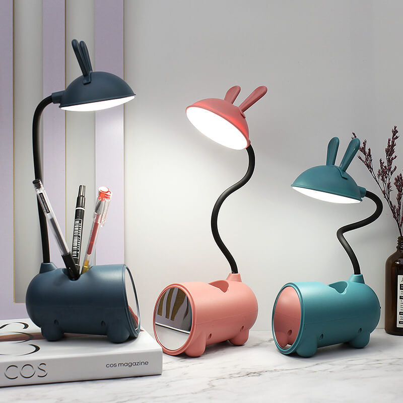 Cartoon Creative Rabbit LED Touch USB Pen Holder Desk Lamp, Cute Desk Decor, Adjustable Brightness, Modern Office Accessories, Fun Kids Room Lighting, Unique Gifts for Students and Animal Lovers