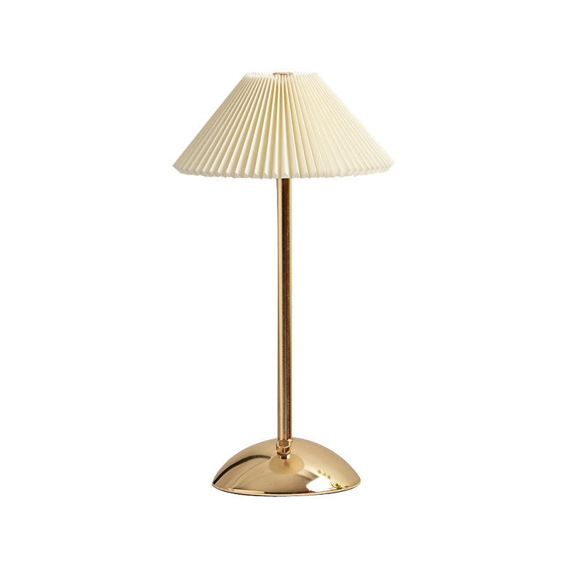 Contemporary Scandinavian Rechargeable Pleated Table Lamp - 1-Light for Bedside