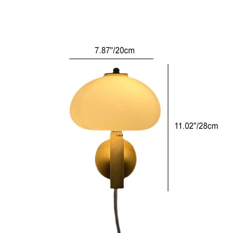 Contemporary Nordic White Glass Dome Wall Sconce - 1-Light Mushroom Lamp for Bedroom