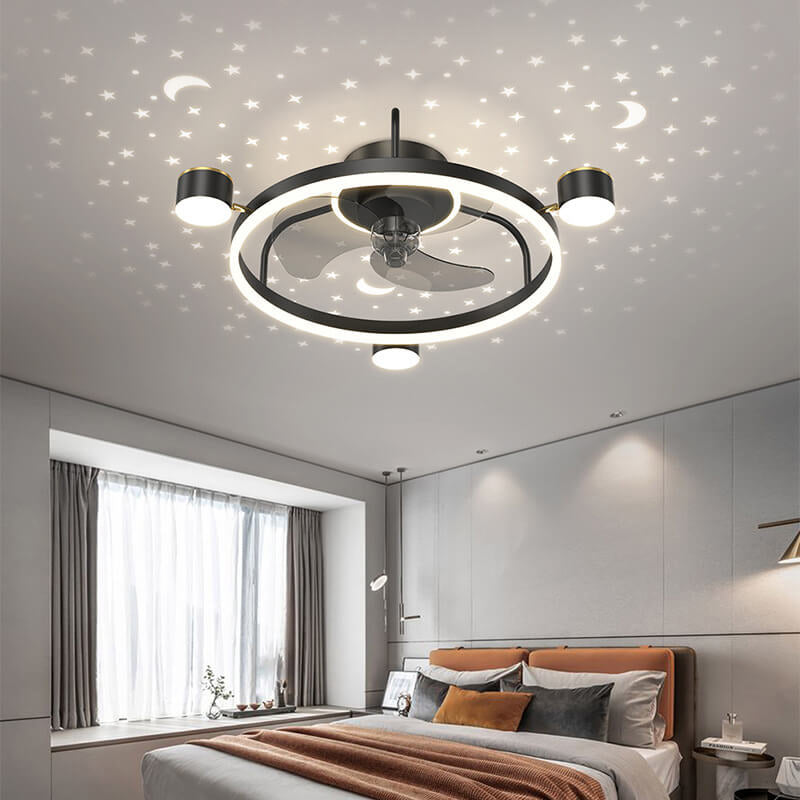 Modern Luxury Starry Sky LED Ceiling Fan Light