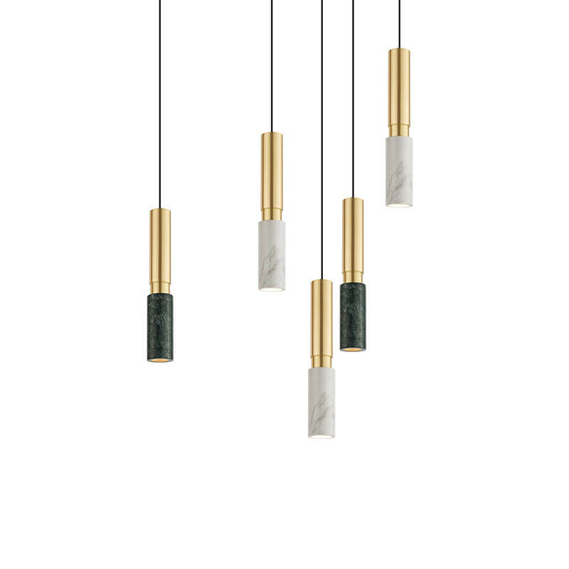 Contemporary Nordic Marble Terrazzo Pendant Light - Modern 1-Light Metal Fixture for Living Room