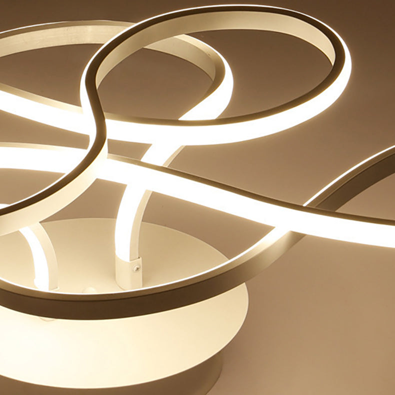 Modern Transitional Irregular Strip Aluminum Acrylic LED Semi-Flush Mount Ceiling Light for Living Room