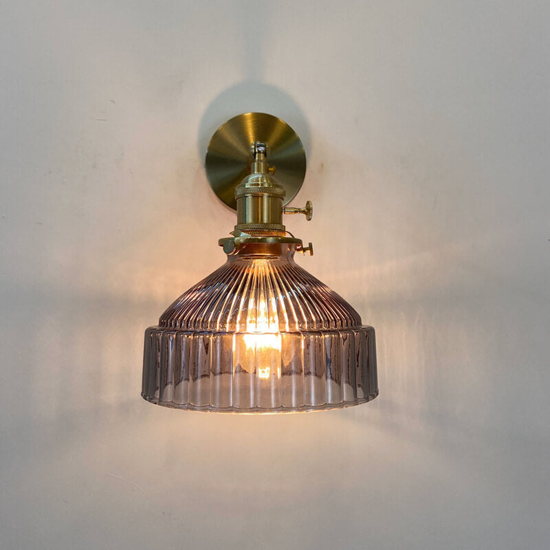 Nordic Dome Glass Shade Brass Wall Sconce 1-Light Lamp