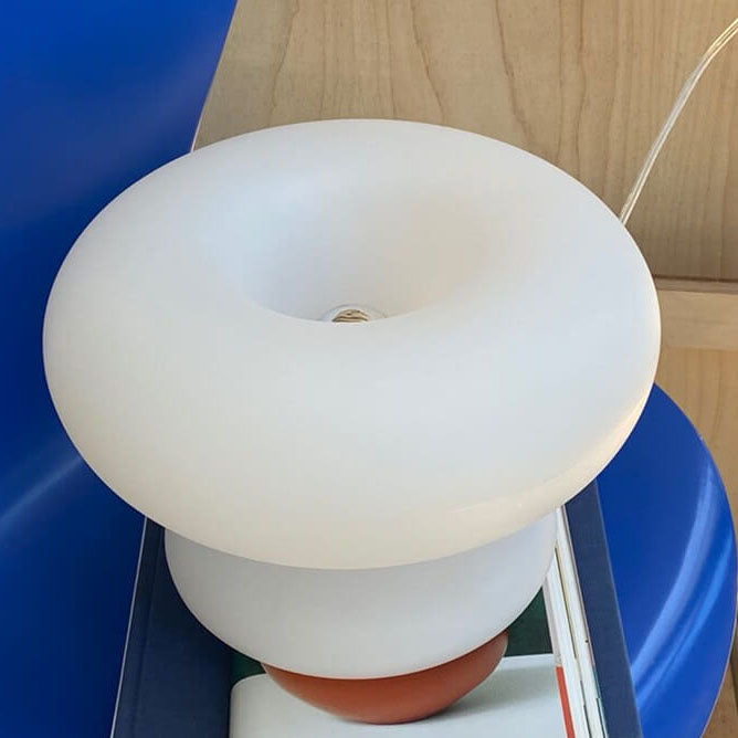 Danish Milk White Mushroom Table Lamp - Modern Minimalist Design, LED Compatible, Living Room Lighting, Scandinavian Style Decor, Warm White Glow