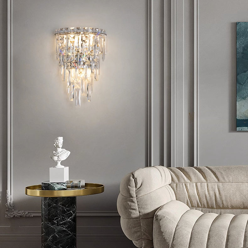 Contemporary Luxury Crystal Tassel Wall Sconce - 1-Light for Living Room