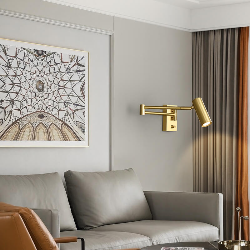 Nordic Luxury Copper Rotatable LED Wall Sconce Lamp for Eye Protection Reading
