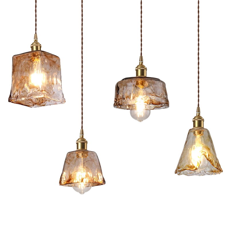 Vintage Amber Glass Pendant Light - 1-Light Ceiling Fixture for Home Decor, Retro Lighting, Industrial Style, Elegant Hanging Lamp