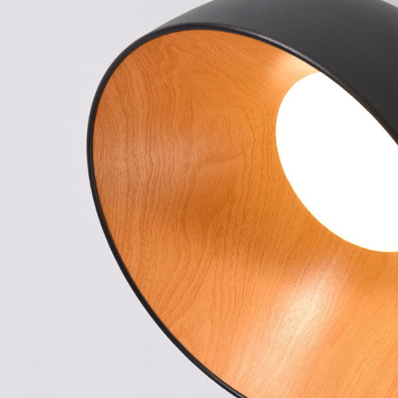 Minimalist Wooden Bowl Iron LED Ceiling Light Fixture