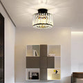 Modern Luxury Crystal Round Square 1-Light Semi-Flush Mount Ceiling Light for Living Room