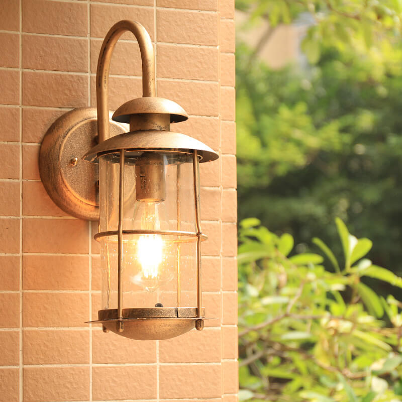 European Vintage Waterproof Iron Glass Wall Sconce Lamp - 1-Light Outdoor Fixture