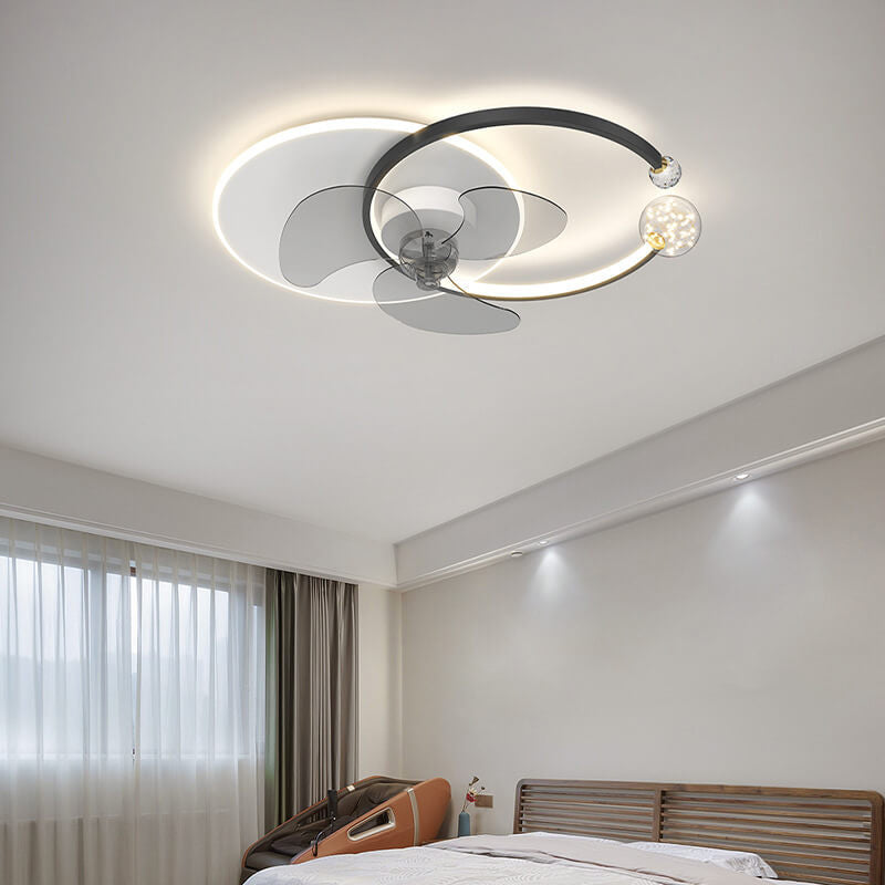 Luxury Double Ring LED Flush Mount Ceiling Fan Light Combination
