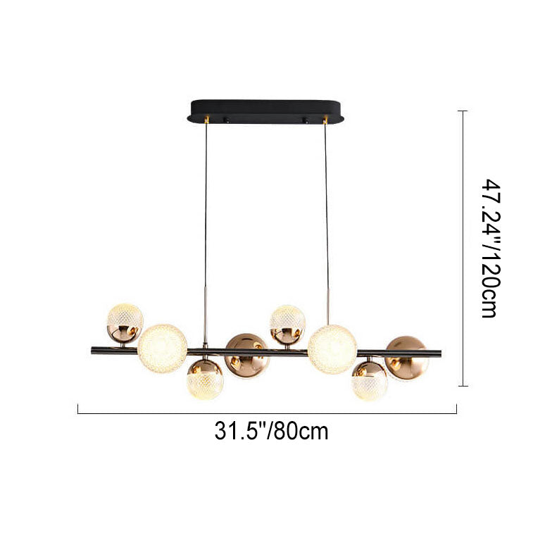 Modern Luxury Acrylic Spherical LED Island Chandelier with Iron Rods