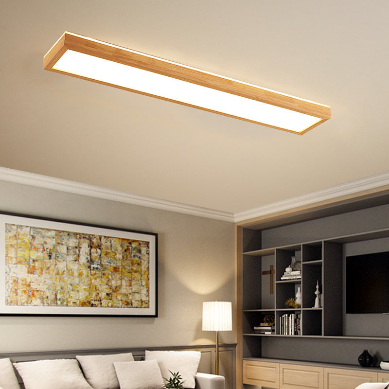 Japanese Minimalist Walnut LED Flush Mount Ceiling Light
