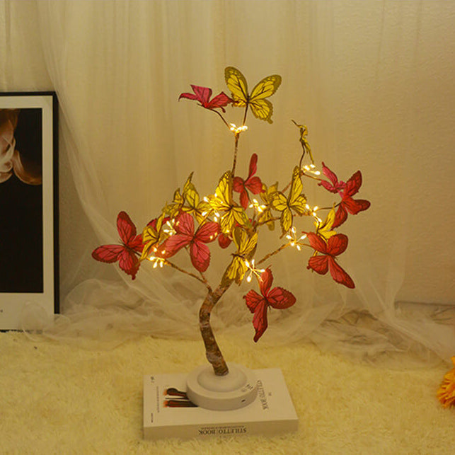 Creative Butterfly LED Tree Light Table Lamp for Home Decor, Night Light, Bedroom Accent, Unique Gift for Children and Adults, Color Changing LED Lights, Decorative Lighting, Fairy Tree Lamp, Modern Interior Design, Battery Operated, USB Rechargeable
