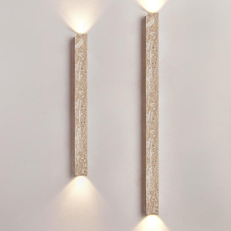 Traditional Japanese Yellow Travertine Lighting Fixture 2-Lights for Hallway