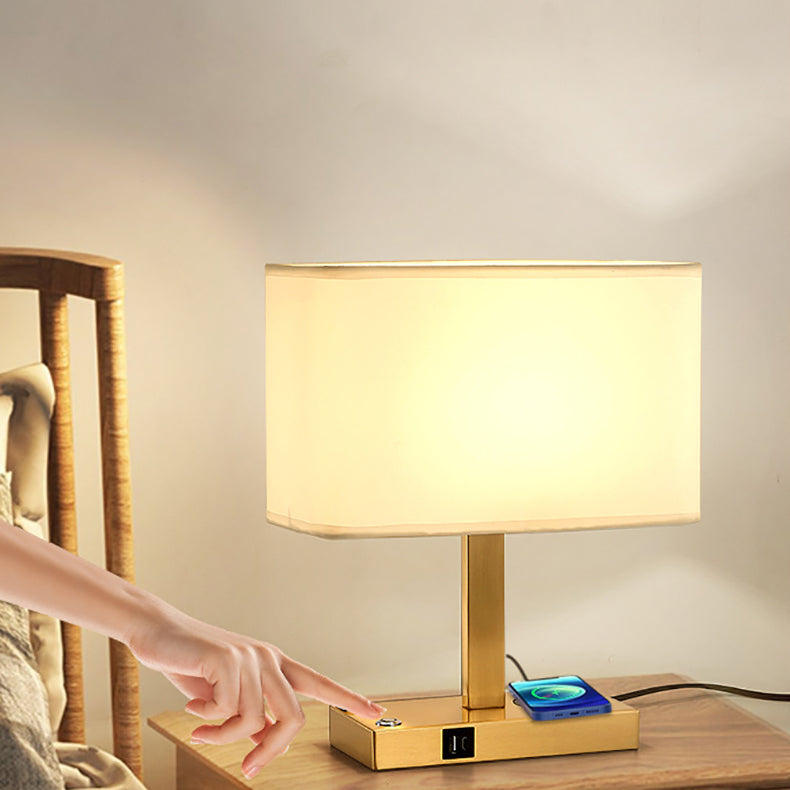 Modern Minimalist Rectangular Cloth Iron Table Lamp - Stylish 1-Light Design for Living Room