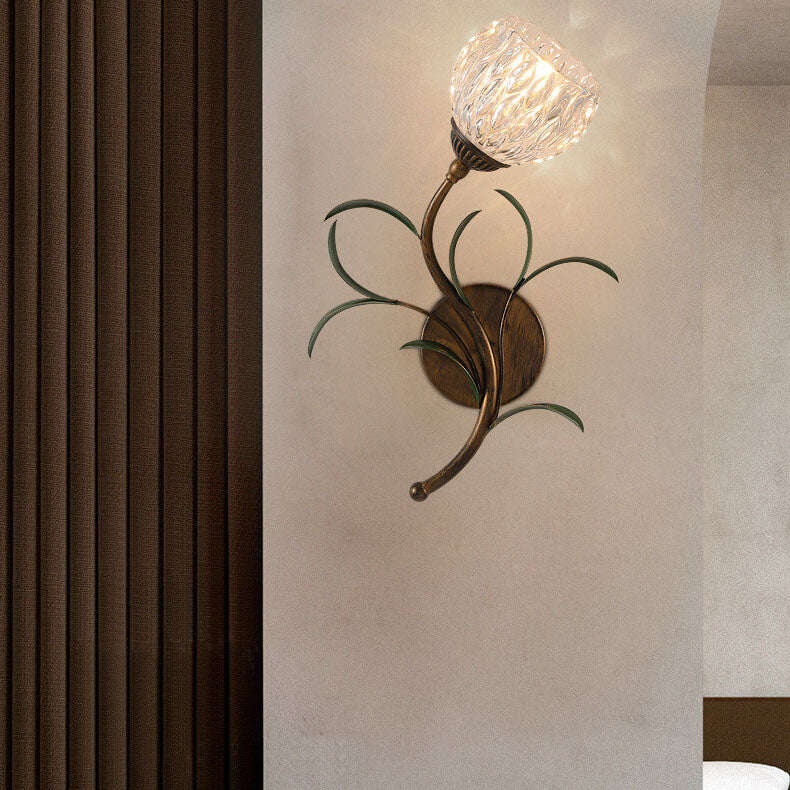 Modern Minimalist Glass Flower Wall Sconce - 1/2-Light Lamp for Living Room, Bedroom, and Hallway Decor