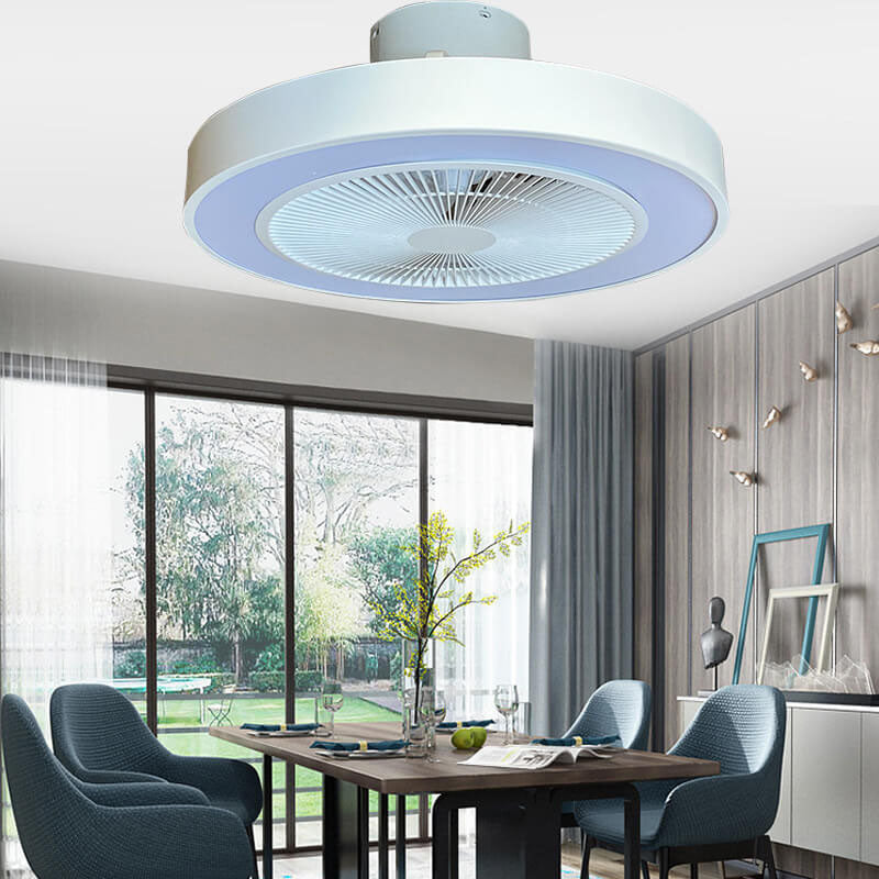 Modern Minimalist Copper LED Flush Mount Ceiling Fan Light