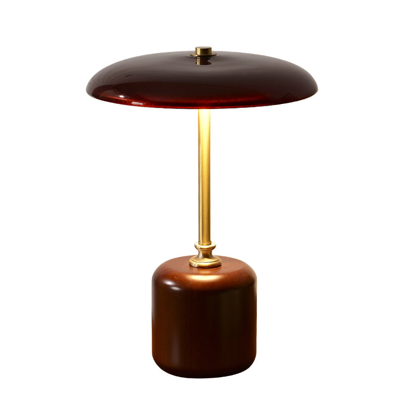Contemporary Retro Brass Glass LED Round Cylinder Table Lamp for Bedside