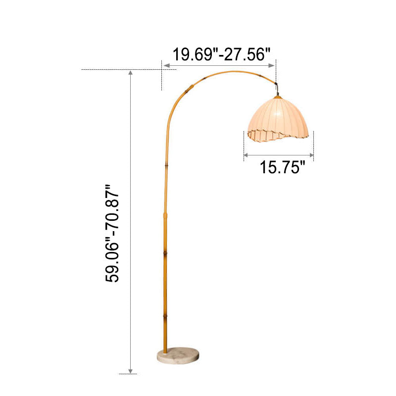 Vintage Fabric Marble Fishing Imitation Bamboo Floor Lamp with Light