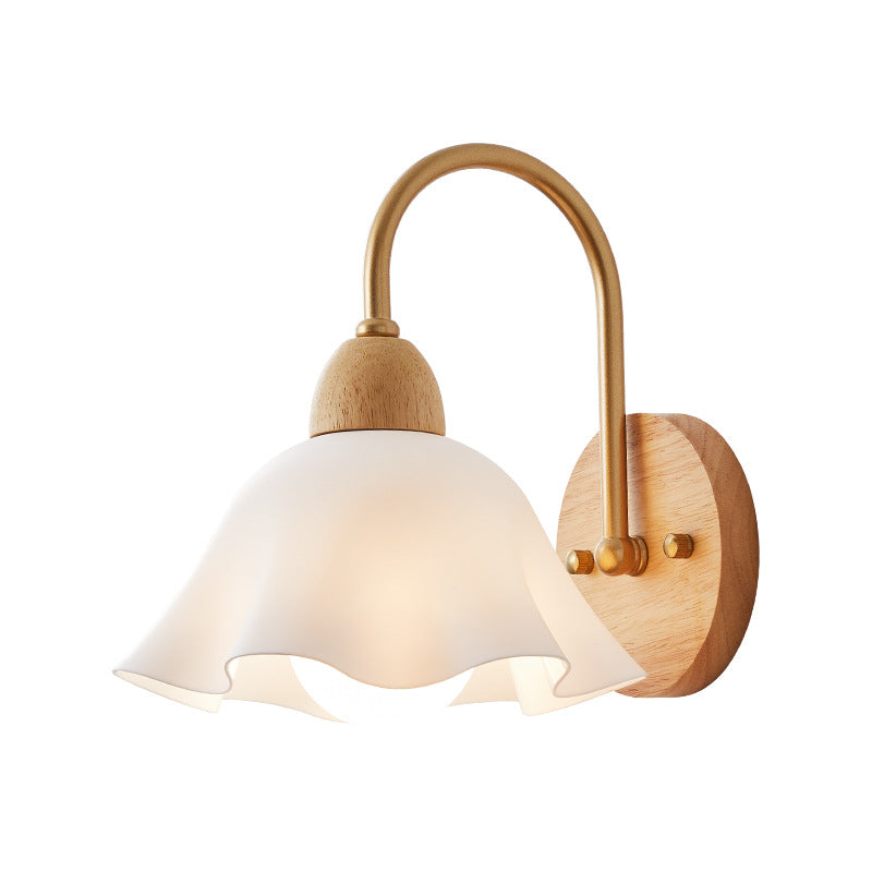 Contemporary Wood & Ceramic Wall Sconce Lamp for Living Room