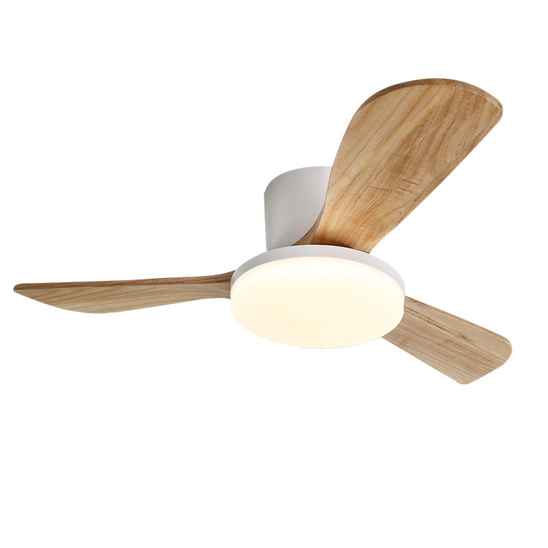 Contemporary Scandinavian Copper Wood Acrylic LED Ceiling Fan Light for Living Room