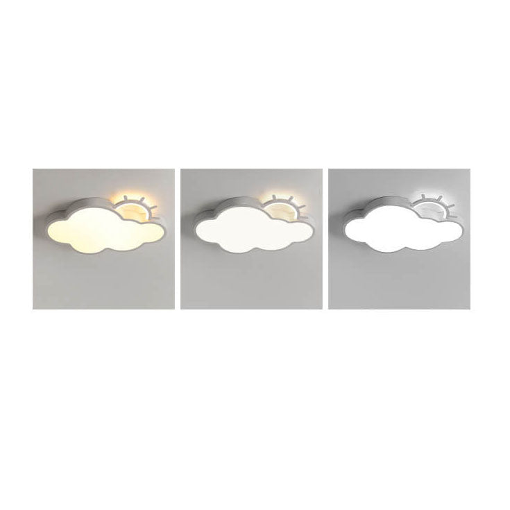Contemporary Nordic Cloudy Sun Acrylic Iron LED Kids Flush Mount Ceiling Light for Living Room Bedroom Modern Design Energy-Efficient Lighting Fixture Unique Decorative Ceiling Lamp Stylish Playroom Illumination Cute Bedroom Lighting Solution Kids Room De