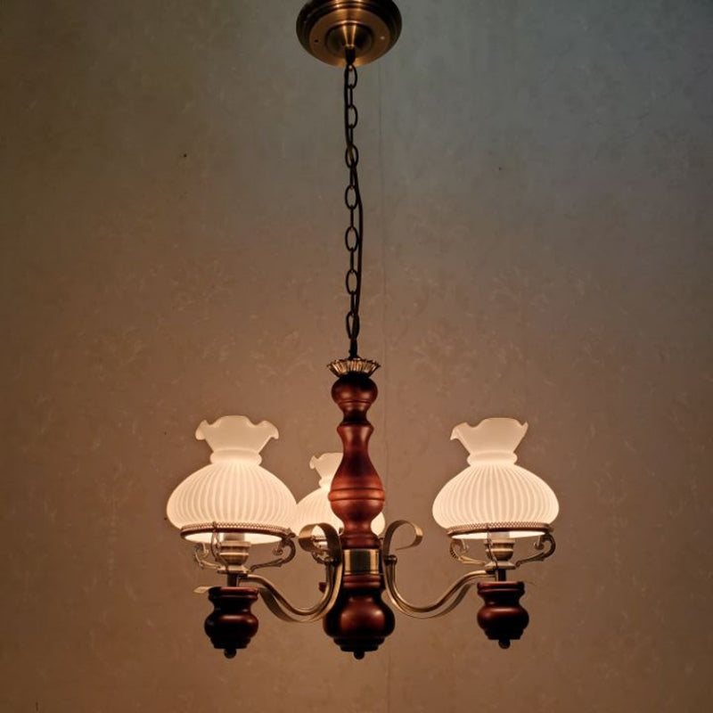 Rustic Iron & Wood 3-Light Candelabra Chandelier for Living Room Decor