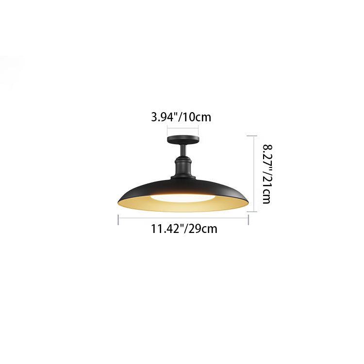 Contemporary Scandinavian Carbonized Steel Waterproof Semi-Flush Mount Light for Outdoor Patio