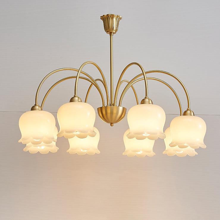 Traditional French Floral Copper Glass Chandelier - 5/6/8 Light for Living Room