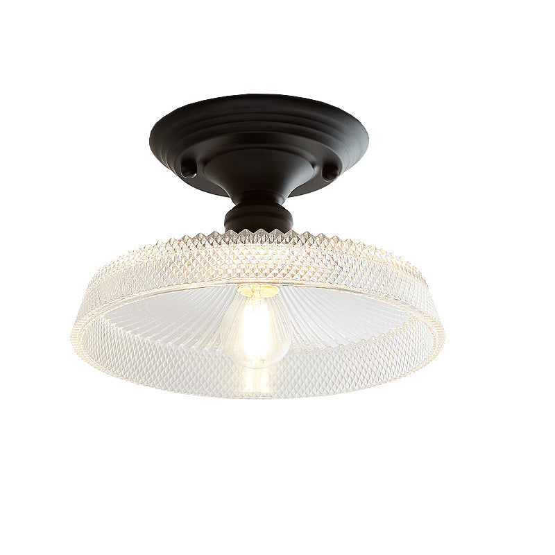Contemporary Nordic Iron Glass Floral Round Geometry Semi-Flush Mount Light for Living Room & Bedroom