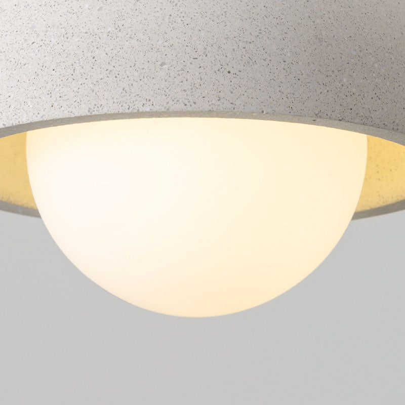 Contemporary Scandinavian Cement Dome Pendant Light for Bedroom 1-Light