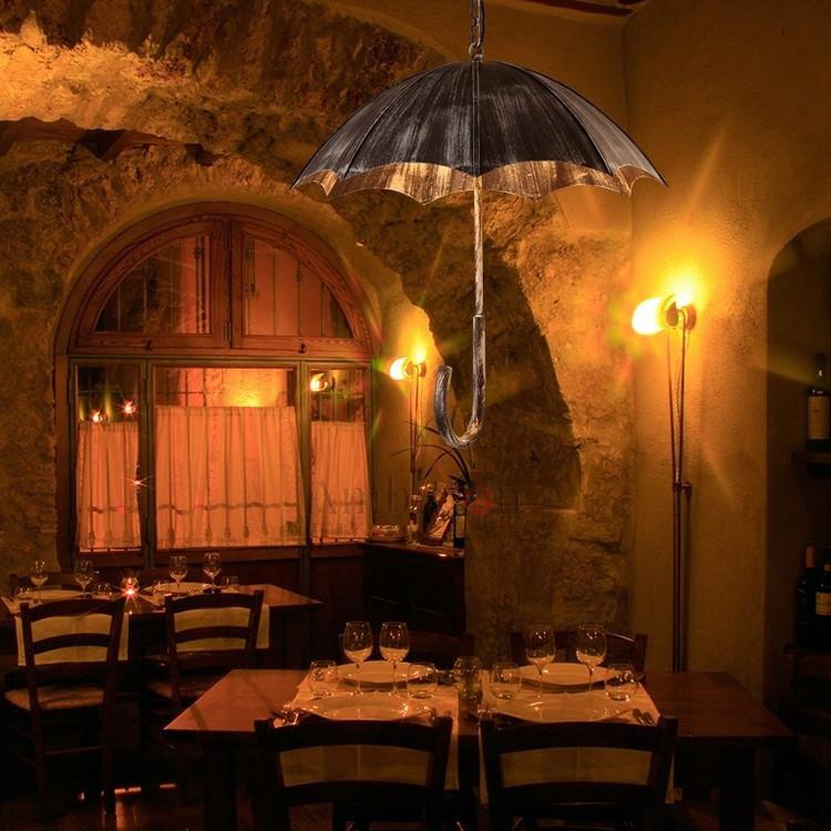 Contemporary Industrial Iron 5-Light Umbrella Chandelier for Living Room