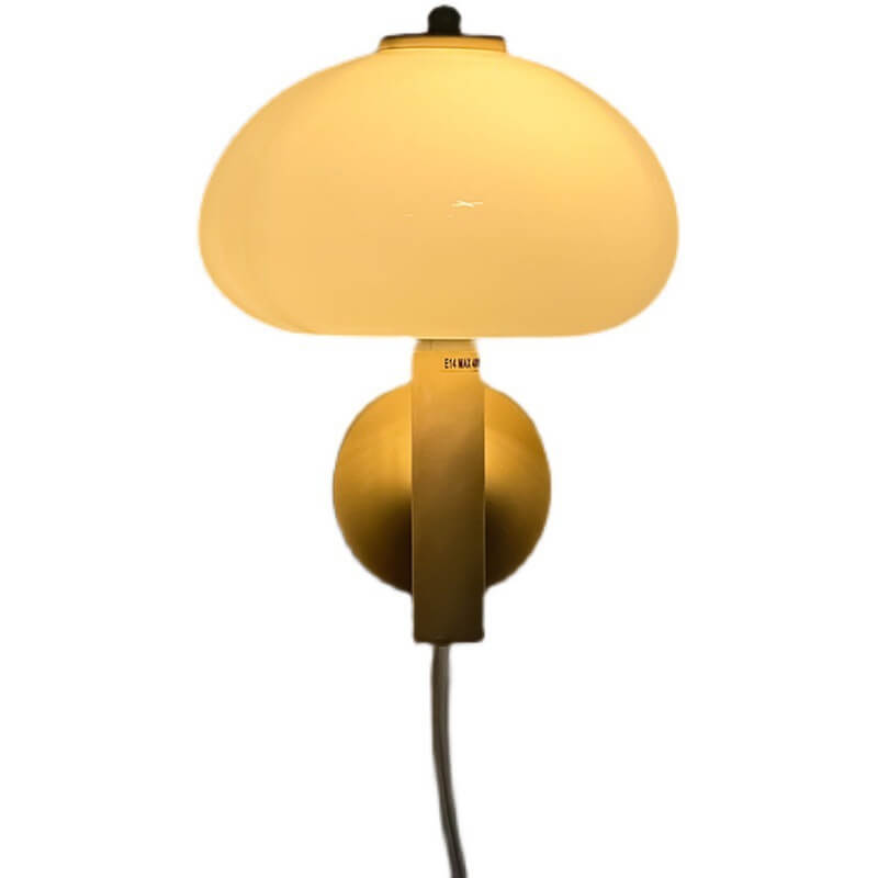 Contemporary Nordic Milk White Glass Dome Mushroom Wall Sconce Lamp - 1-Light Bedroom Fixture