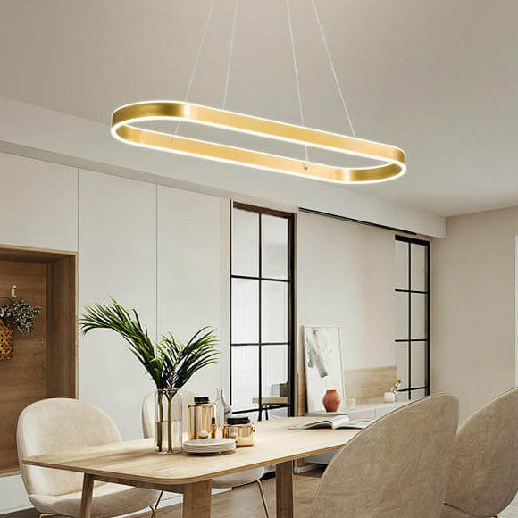 Modern Minimalist Oval Aluminum LED Chandelier - Light Luxury Lighting Fixture