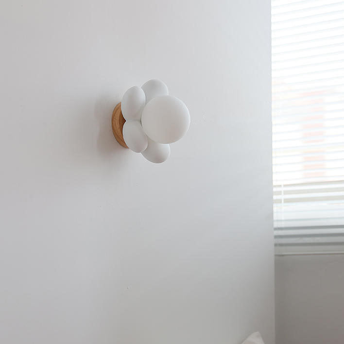 Modern Creative Flower Shape Glass Ceramic 1-Light Kids Wall Sconce Lamp Decorative Night Light for Children's Room Stylish Floral Design Nursery Wall Decor Energy-Efficient LED Compatible Adorable Kids Lighting Fixture Colorful Playroom Accent Lamp Ideal