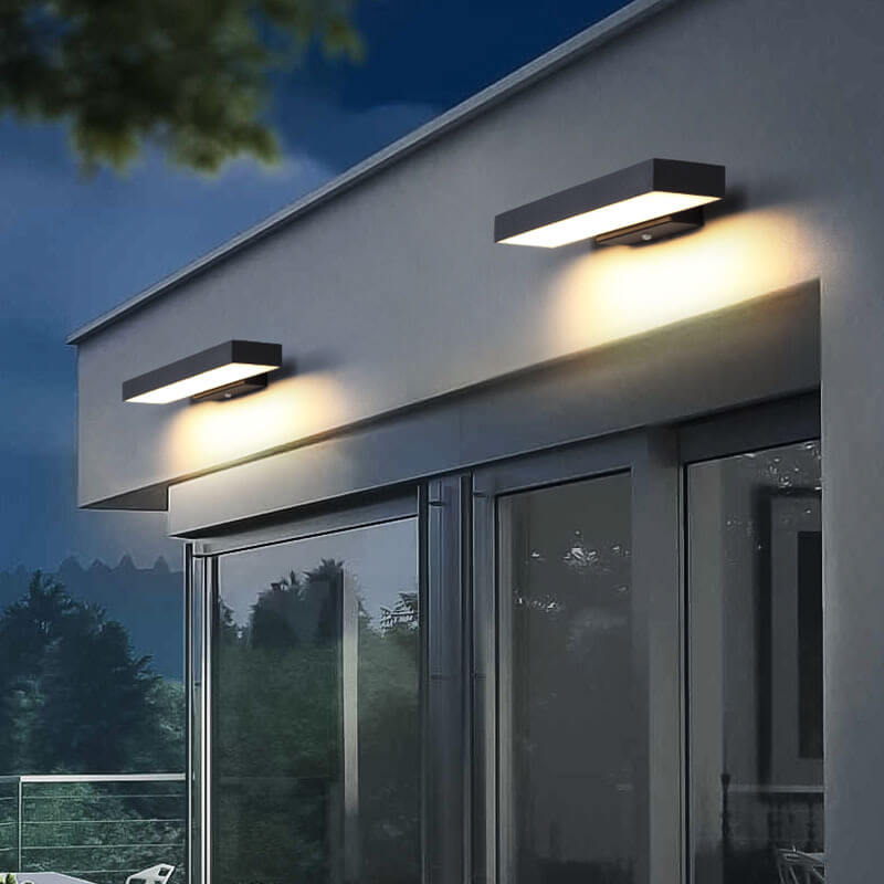 Modern Minimalist Waterproof LED Wall Sconce Lamp - Rectangular Flat Design, Outdoor Sensor Lighting