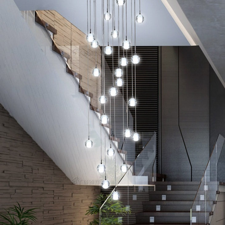 Modern Luxury LED Loft Chandelier with Crystal Orb Shade