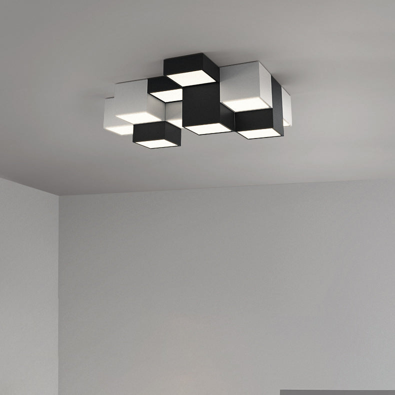 Modern Minimalist Cube LED Flush Mount Ceiling Light for Living Room