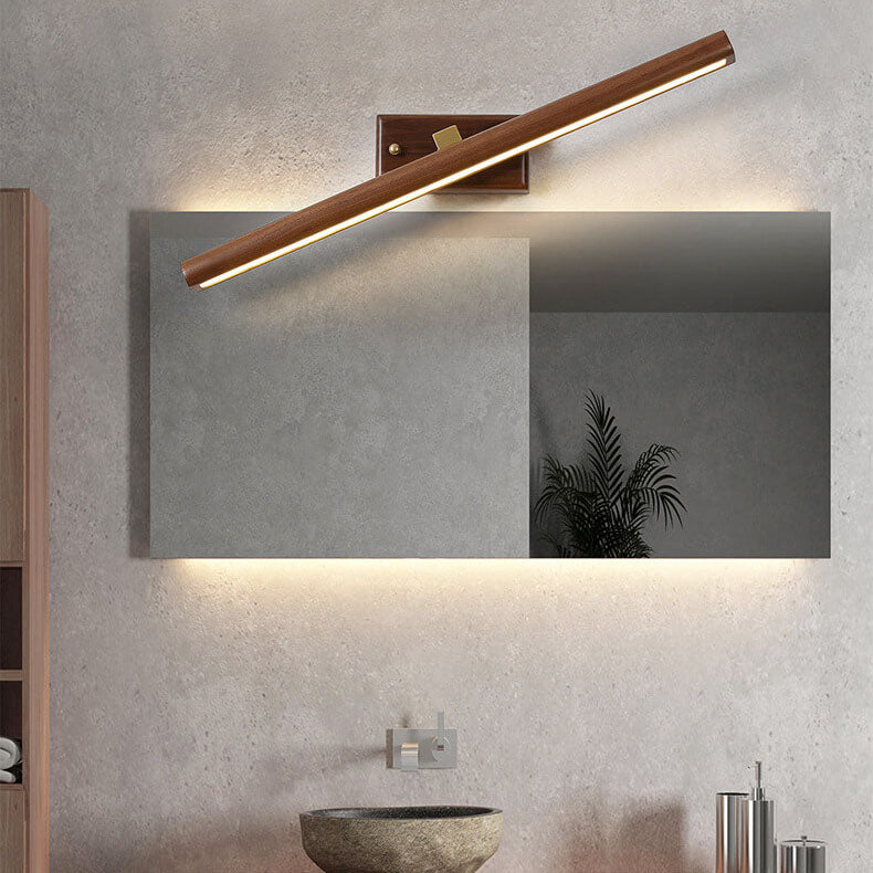 Nordic Minimalist Beechwood & Copper LED Wall Sconce - Bathroom & Living Room Mirror Lamp