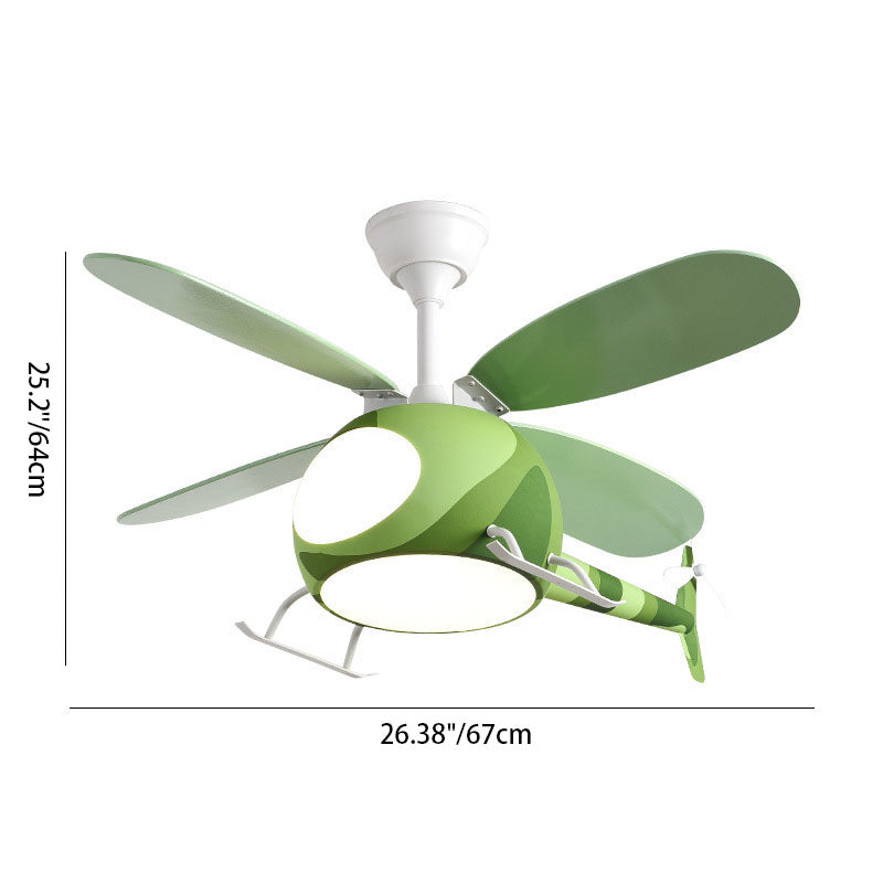 Contemporary Iron Cartoon Planes LED Ceiling Fan Light for Bedroom