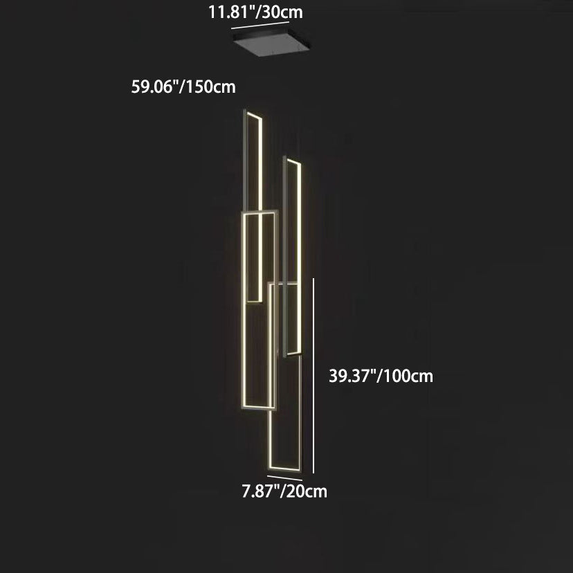 Modern Minimalist LED Chandelier - Iron, Aluminum & Silica Ceiling Plate for Stairway