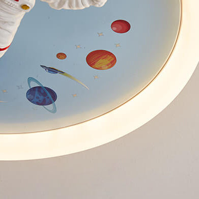 Cartoon Creative Space Astronaut Resin LED Flush Mount Ceiling Light, Kids Room Decor, Outer Space Lighting, Fun Astronaut Design, Nursery Ceiling Fixture, LED Light Fixture for Children's Room, Playroom Ceiling Light, Unique Kids Lighting, Cosmic Style C