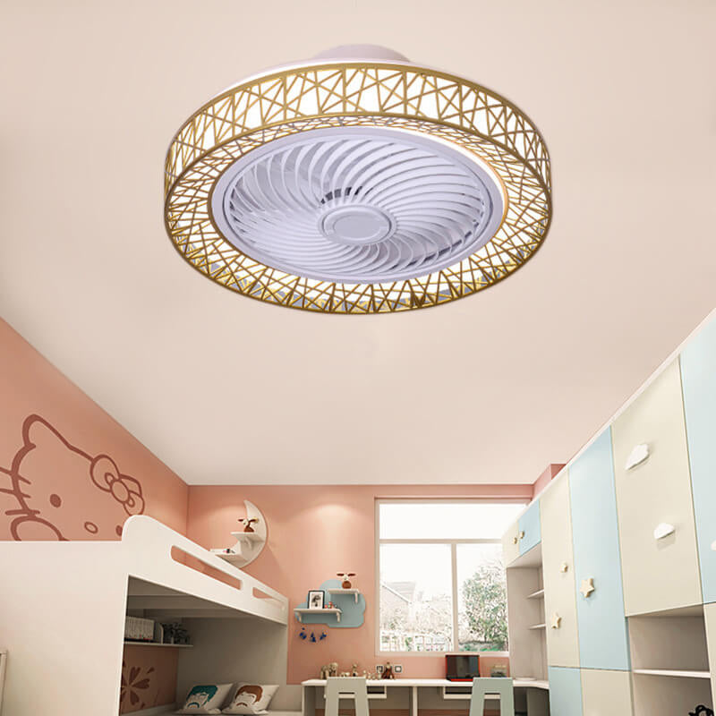 Modern Luxury Round Lace Ceiling Fan Light - LED Flush Mount Fixture