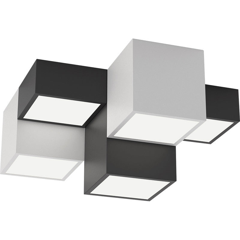 Modern Minimalist Cube LED Flush Mount Ceiling Light for Living Room