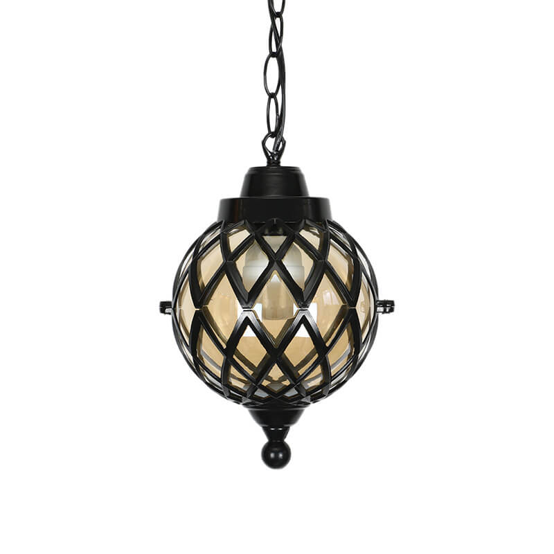 European Vintage Round Ball Die-Cast Aluminum Outdoor Waterproof Pendant Light 1-Light