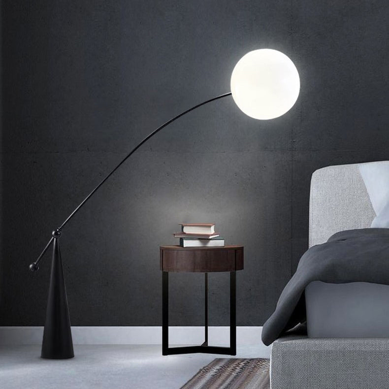 Contemporary Tapered Base Fishing Rod Floor Lamp - 1-Light Iron & Glass Design for Living Room