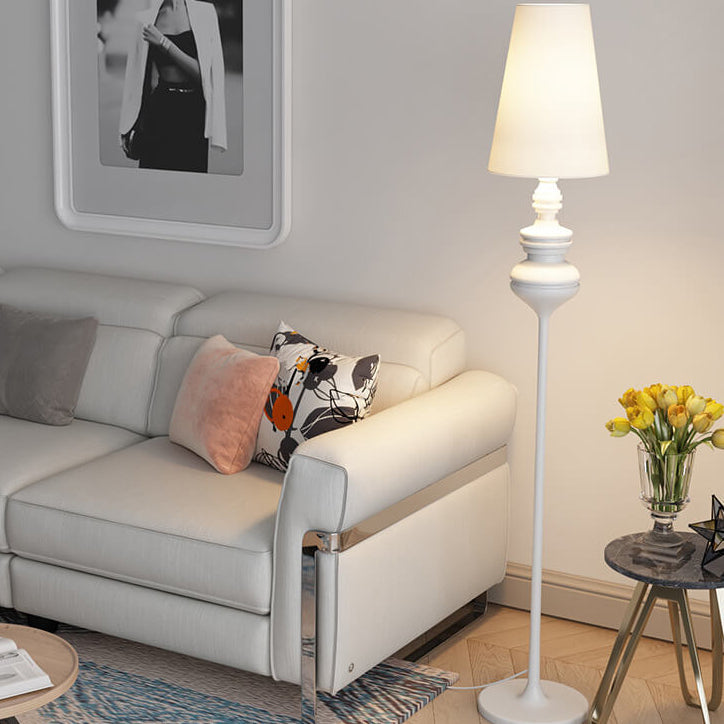 Modern Transitional Fabric Cone Iron Base Floor Lamp - 1-Light for Living Room