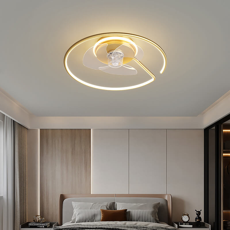 Minimalist Round LED Flush Mount Ceiling Fan Light - Luxury Invisible Design